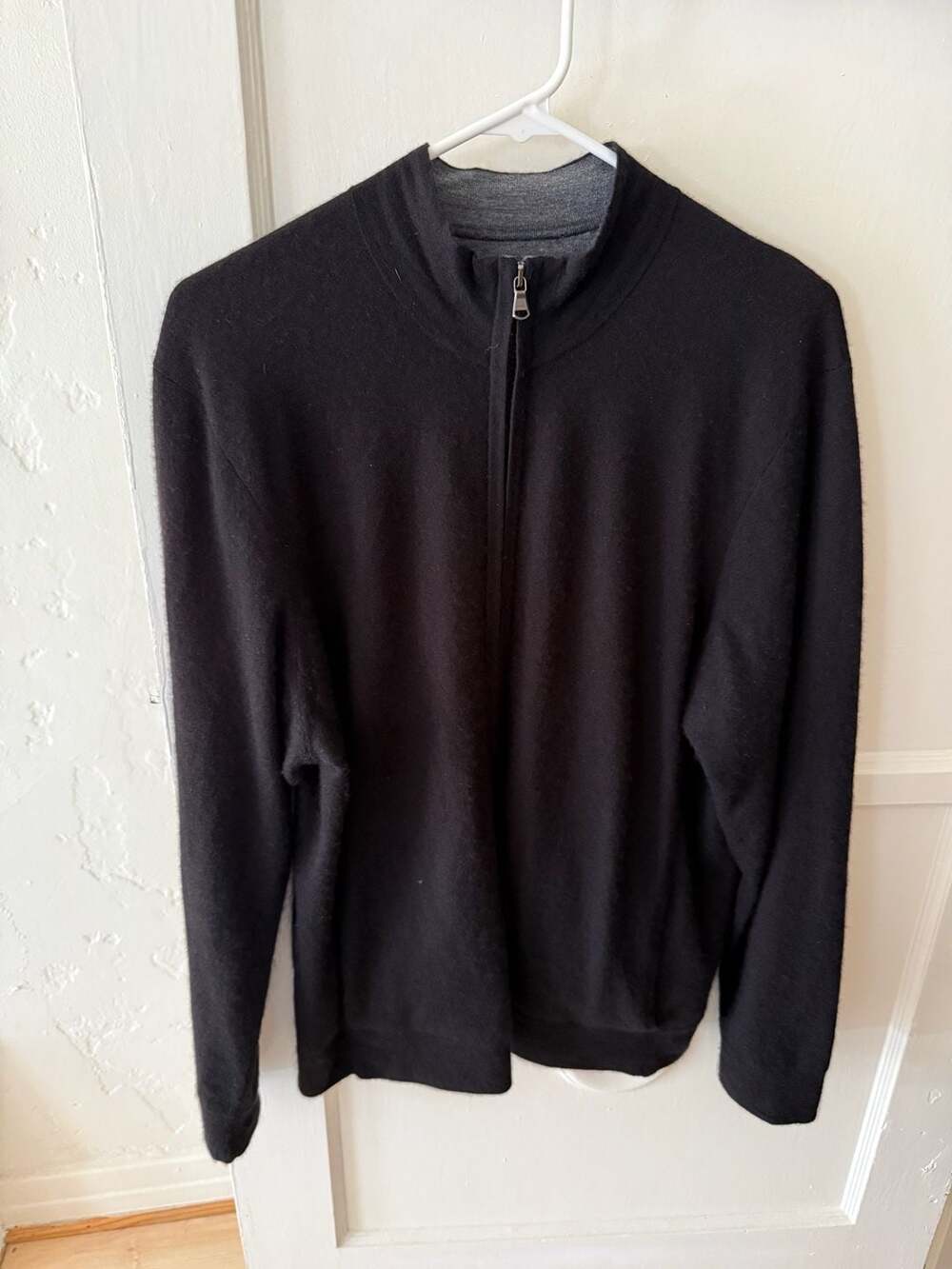 James Perse 100% Cashmere Reversible Full-Zip Mock Neck Sweater